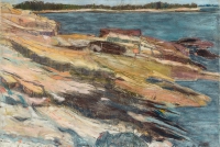 Acadia, Schoodic Peninsula II, pastel on paper, 15 x 22 1/4", 2020