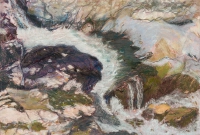 Bash Bish Falls II, pastel on paper, 15 x 22 1/4", 2020