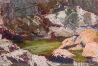 Bash Bish Falls I, pastel on paper, 15 x 22 1/4", 2020
