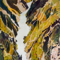 Grand Canyon of Yellowstone Remembered III, oil on birch panel, 36 x 36”, 2020