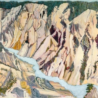 Grand Canyon of Yellowstone Remembered II, oil on birch panel, 36 x 36”, 2020