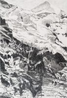 Jungfraujoch X, graphite on paper, 44 1/2 x 30", 2013