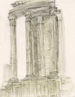 Tempio da Vesta, Foro Romano, ink, 11 1/2 x 9", 2017