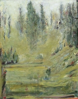 Mist above Red Lady Basin, oil on panel, 14 x 11", 1998