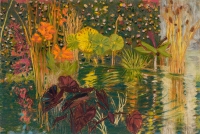 Untermyer Gardens, Pool, pastel on paper, 15 x 22 1/4", 2020