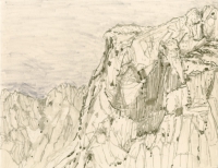 Above Fuente De, Picos de Europa, ink, 9 x 11 1/2", 2016