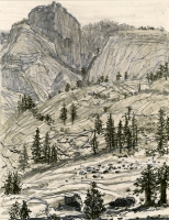 Olmstead Point, Yosemite, ink, 11 1/2 x 9", 2016