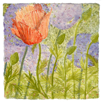 Heather Garden XX, watercolor, 8 1/2 x 8 1/2", 2018